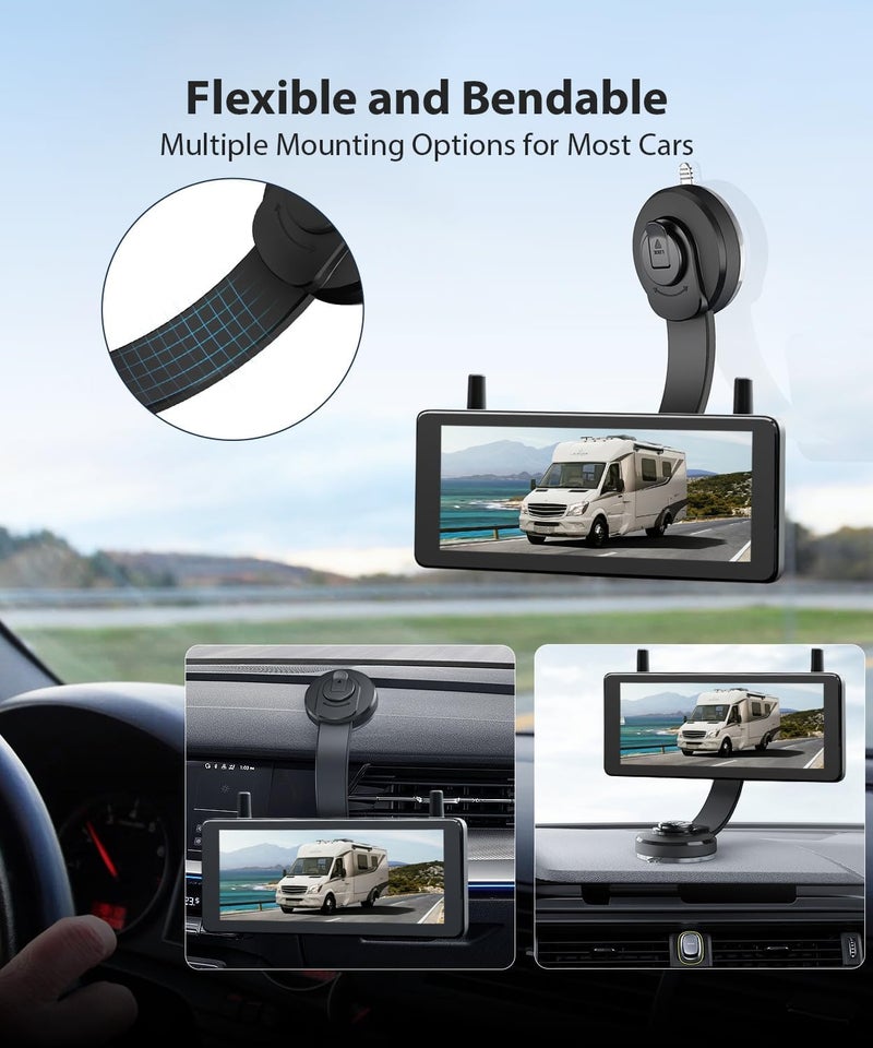AUTO-VOX X8 Bracket Bendable Suction Cup Mount for Backup Camera, 360° Flexible Adjust Monitor,Strong Hold,1 Min Easy Install - Fits Solar 3A Plus / S4B / Solar5 / WF1 Screen - Image 2
